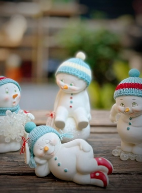 美国D56雪娃帽子滑雪工艺品摆件