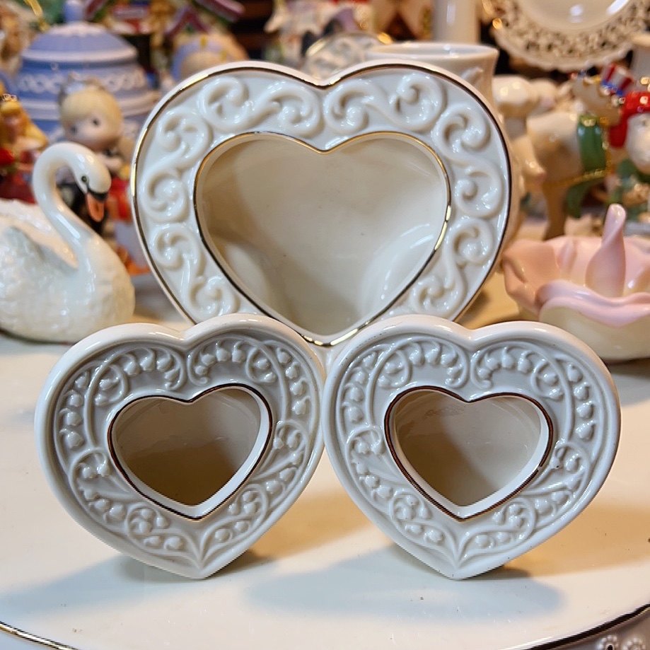 持续瓷生lenox陶瓷描金浮雕爱心结婚纪念照片相框