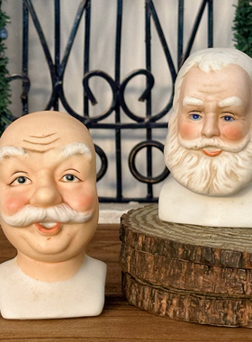 持续瓷生 半成品配件陶瓷老大爷人物手伴写实花盆插摆件DIY头像