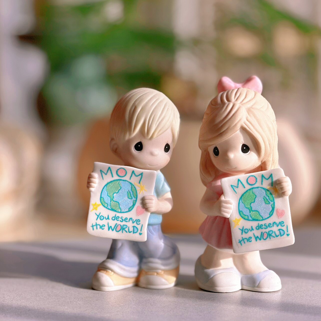 持续瓷生 precious moments水滴娃娃男孩女孩粉蝴蝶结摆件工艺品