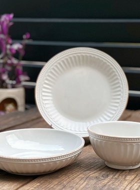 出口Lenox白色做旧陶瓷平盘汤盘