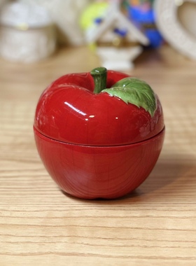 陶瓷首饰盒苹果摆件储物小罐子