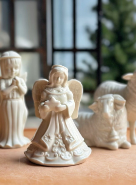 持续瓷生 白膜陶瓷天使动物羊装饰工艺品DIY手伴创意人物摆件