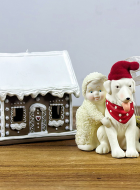 雪娃姜饼雪屋小狗摆件