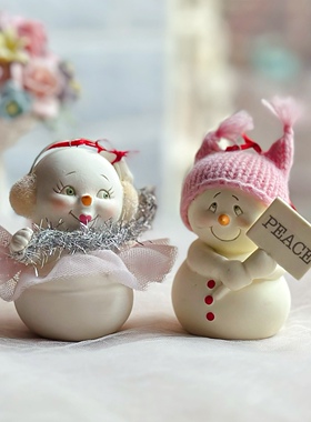 持续瓷生Department56陶瓷雪娃雪宝宝蓬蓬裙粉色帽子创意工艺品