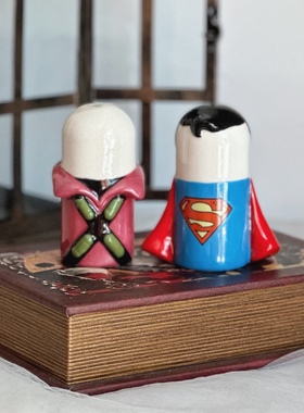 持续瓷生 出口订单超人陶瓷个性创意调料罐粉瓶家居装饰工艺品