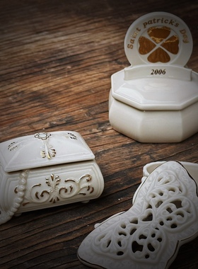 Lenox陶瓷镂空描金首饰盒居装饰