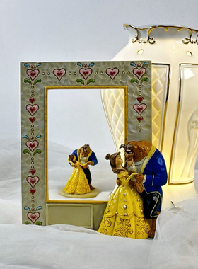 持续瓷生 出口树脂老货迪士*公主美女野兽无背板相框摆件工艺品