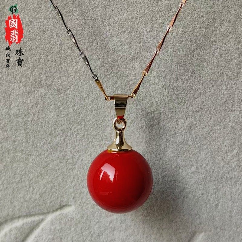 珊瑚吊坠 18K金镶嵌女款锁骨链简约项链女小众设计高级感圆水滴形,饰品/流行首饰/时尚饰品新,项坠/吊坠,淘宝优惠券,粉丝福利购,淘宝优惠卷