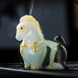 创意唐风悦马变色茶宠摆件茶桌茶台茶盘茶玩摆设装饰茶具茶道配件