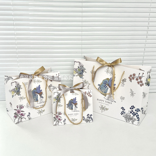 爱丽丝花园礼品袋生日礼物伴手礼手提袋配丝带鞋盒手提袋大号纸袋