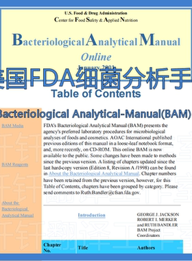 Bacteriological AnalyticalManualBAM-2001 美国FDA细菌分析手册
