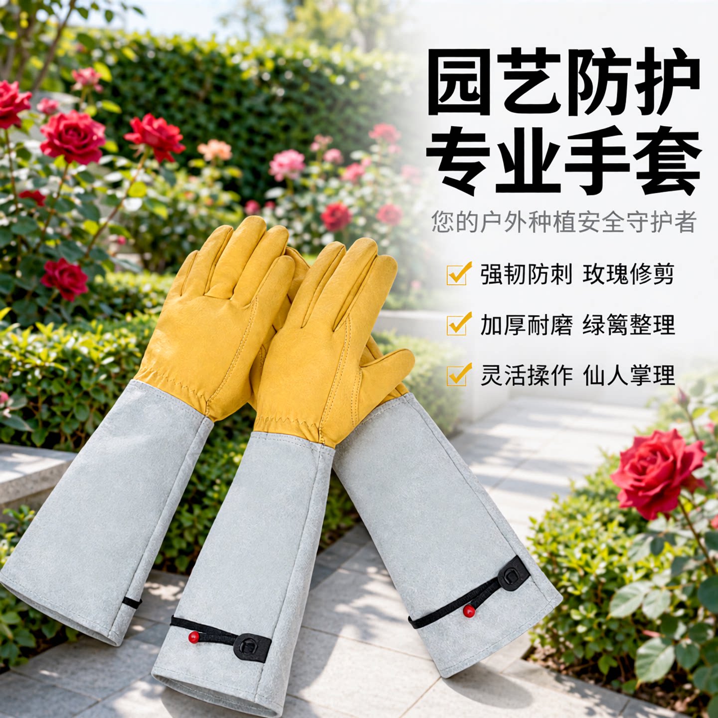 加厚长款园艺防切割防刺手套