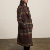 官方｜io adesso futura Cha 重磅限量 羊毛条纹织花大衣外套