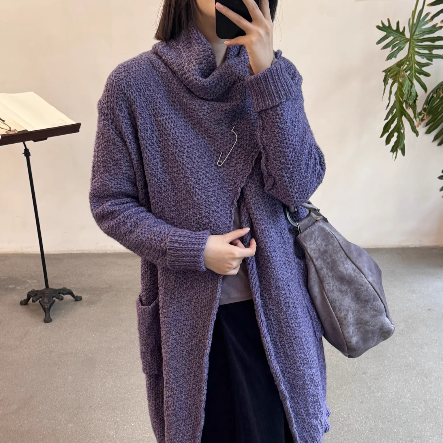 Cha 官方 | Daniel Andresen Poppy丁香紫牦牛针织披肩式毛衣外套