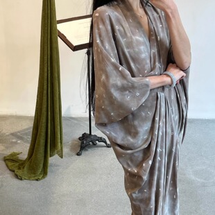 MAYU Cha 25早春 官方 DRESS有机真丝不对称中长连衣裙 Cortana