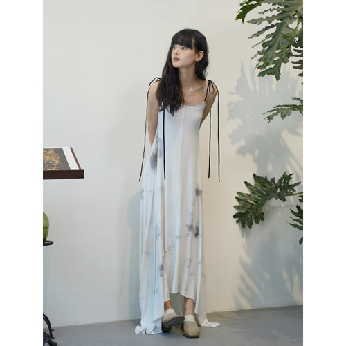 植物染棉质吊带连衣裙