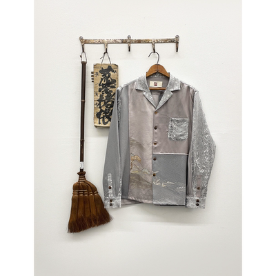 Aviva真丝古布拼接衬衫