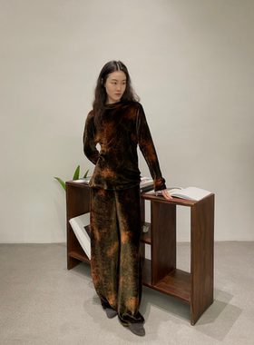 Cha 官方 | Cortana ANGELINA褐红色真丝混纺丝绒套装