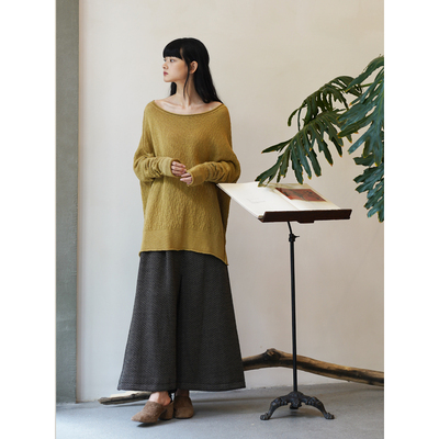 Cha 官方 | Aviva Jifei Xue 24秋冬 人字纹羊毛针织料抽绳半裙