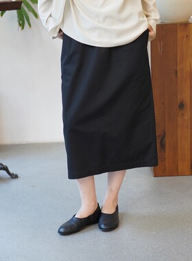 Cha 官方 | NITTO 25秋冬 LUNGHETTA 意大利手工华达呢棉黑色半裙