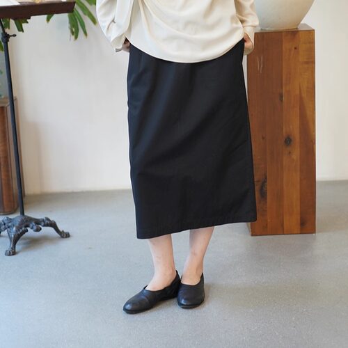 Cha 官方 | NITTO 25秋冬 LUNGHETTA 意大利手工华达呢棉黑色半裙