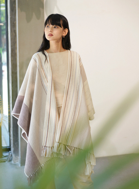 Cha 官方 | 19 Andrea's 47 意大利制造羊绒羊毛流苏斗篷披肩外套