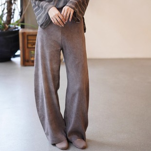 亚麻粘纤混纺冷染高腰弹性长裤 Cha官方 SABINA 26早春 Cortana