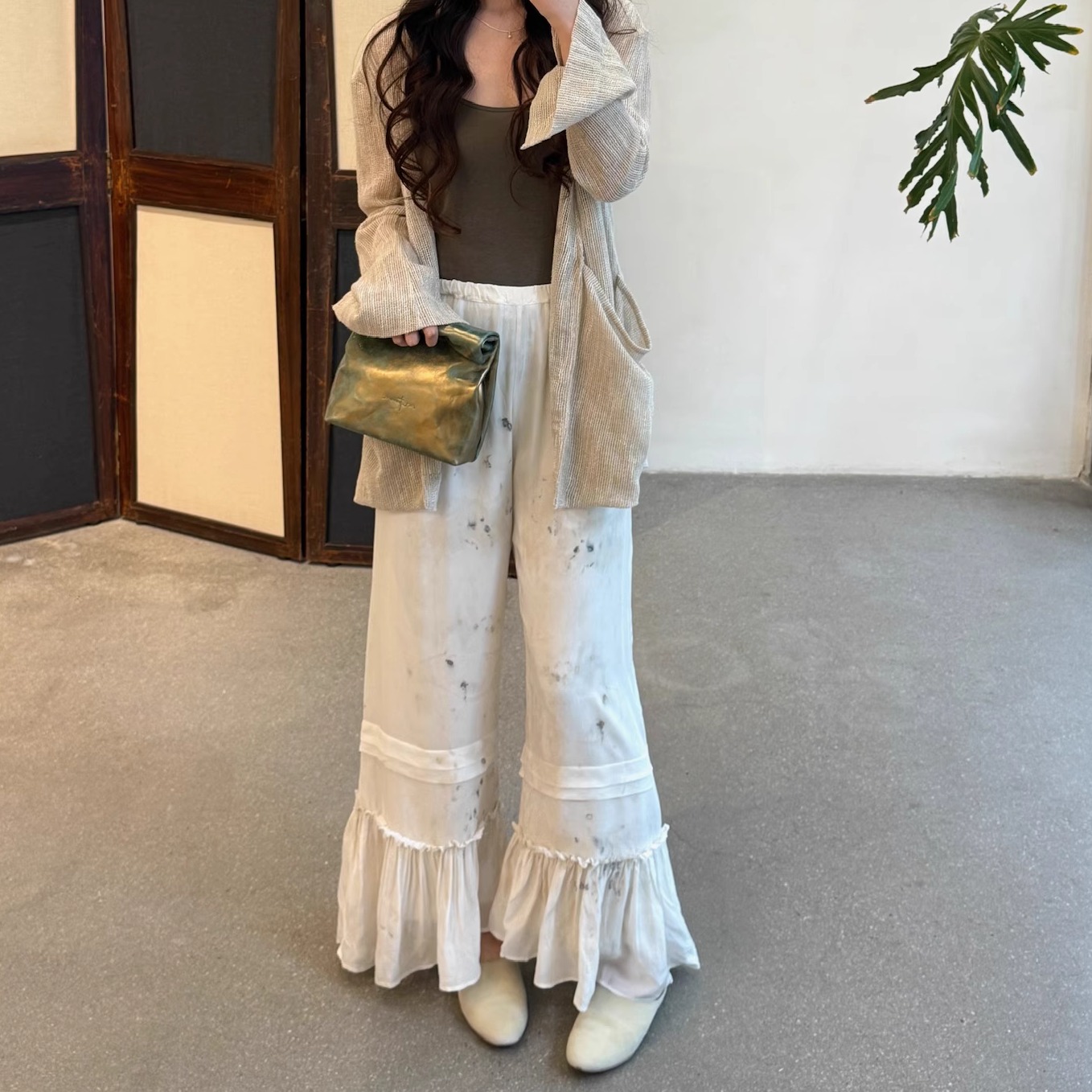 Cha 官方 | Mutedance 25SS 真丝拼接抽褶长裤