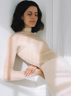 Cha 官方 | Cortana 真丝打底 高领经典色02 白色“薄如蝉翼”