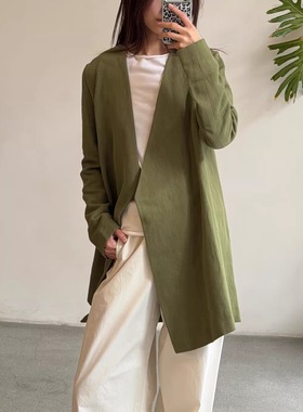 Cha 官方 | Cortana 亚麻棉混纺绿色外套