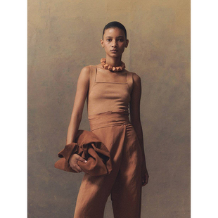 古铜色真丝修身 Cha Nayla Cortana 宽吊带背心 官方