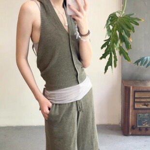 套装 Cha 羊绒挂脖马甲阔腿中裤 25早秋 官方 swaying