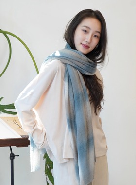 Cha官方｜Botto Giuseppe 意大利羊绒格子呢夹色渐染轻柔舒适围巾