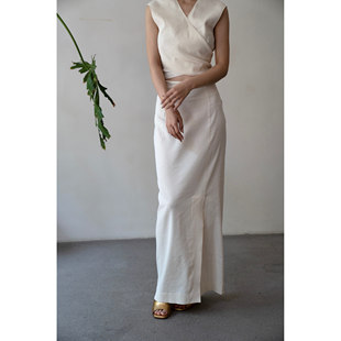 Cha 官方 | Cortana 25春夏ASA 无袖V领修身围裹上衣高腰长裙套装