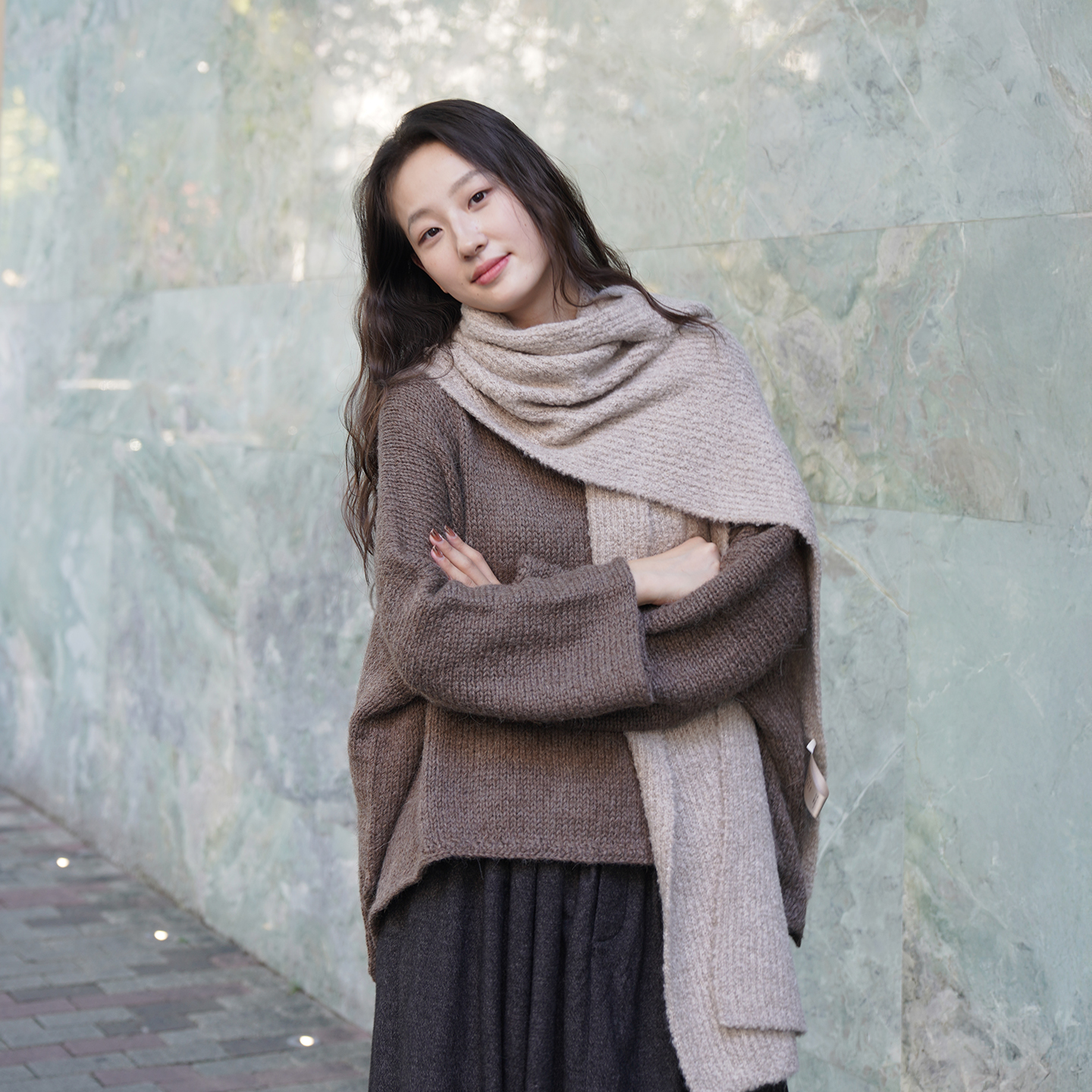 Cha 官方 | io adesso futura 婴驼绒真丝混纺圈圈纱舒适柔软围巾