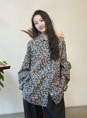 Cha官方 | NITTO 25秋冬 CLAUDIA英国棉手工翻领植物印花长袖衬衫