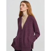 植物染山羊绒双螺纹开叉V领开衫 Cha adesso futura 官方