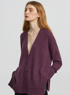 Cha 官方 | io adesso futura 植物染山羊绒双螺纹开叉V领开衫