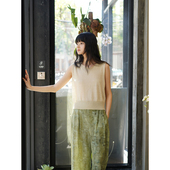 官方 Cortana RINEN Cha 亚麻针织圆领背心 多色选