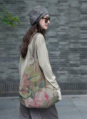 Cha官方 | Society Limonta 25秋冬 FRUTTA 棉帆布植物花纹手提包