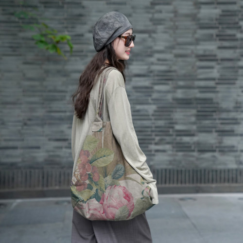 Cha官方 | Society Limonta 25秋冬 FRUTTA 棉帆布植物花纹手提包