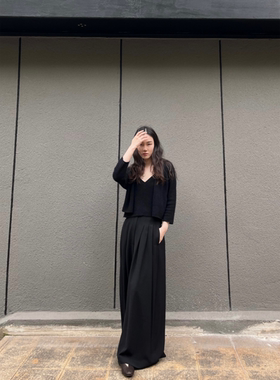 Cha 官方 | Cortana MAR 黑色羊绒真丝混纺背心针织开衫