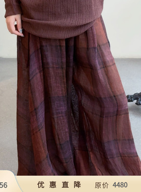 【一口价】Cha 官方 | Cortana Pintor亚麻格纹裤子 不 退 换