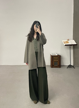 Cha 官方 | io adesso futura 灰蓝色山羊绒中长大衣