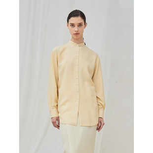 Cha | Cortana 24早秋FERNANDA 真丝小立领直筒中长款衬衫