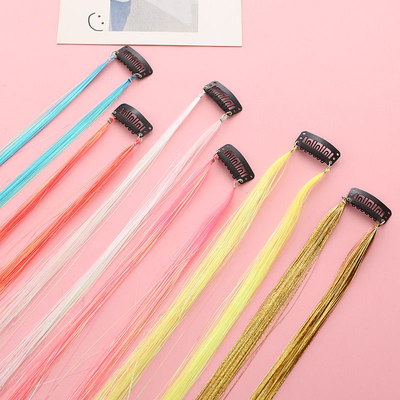 BB夹假发欧美七彩接发金丝PET镭射丝闪亮接发片炫彩镭射舞台彩丝
