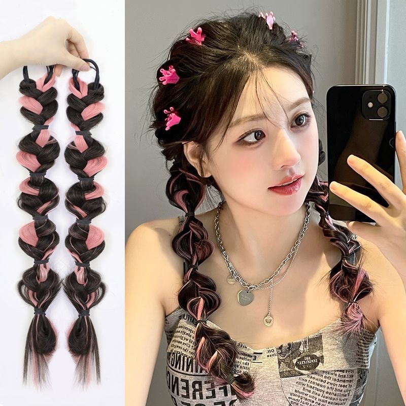 假发辫子挑染麻花辫泡泡辫子假辫子辣妹拳击辫彩色脏辫双马尾旅游