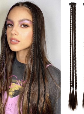 甜酷挑染麻花辫女仿真发型拳击辫 y2k马尾编发夹辣妹脏辫假发辫子