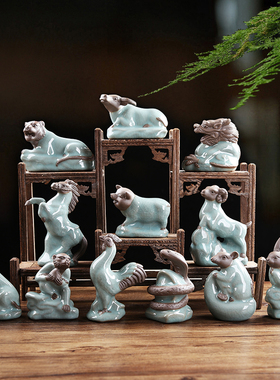 客厅十二生肖摆件陶瓷